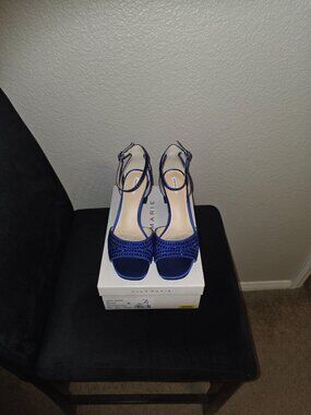 Alex Marie Ellise Rhinestone Embellished Ankle Strap Dress Sandl - Dazzling Blue